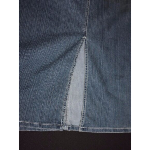 Neeso Jeans Denim Skirt Straight 34" Long Modest 15/16 Beaded Back Pockets EUC - Picture 8 of 11